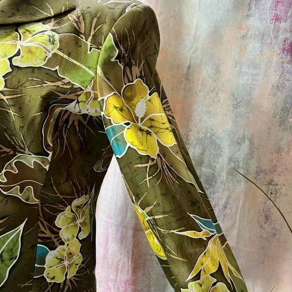 📌Peck & Peck Stunning Floral Silk Blend Blazer - Jacket with 3/4 Sleeves - Picture 6 of 12